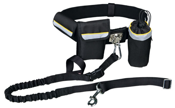 Hands Free Leine, mit Bauchgurt, Nylon, schwarz