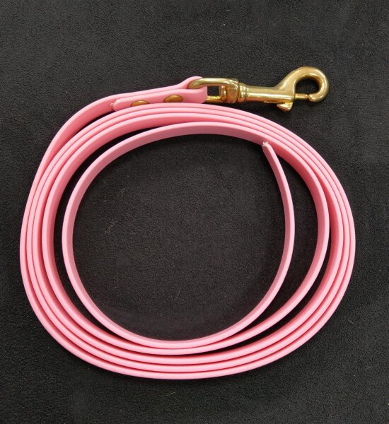Mystique Biothane Hundeleine (Messing), beta pastellpink 2m X 13mm (ohne Handschlaufe)