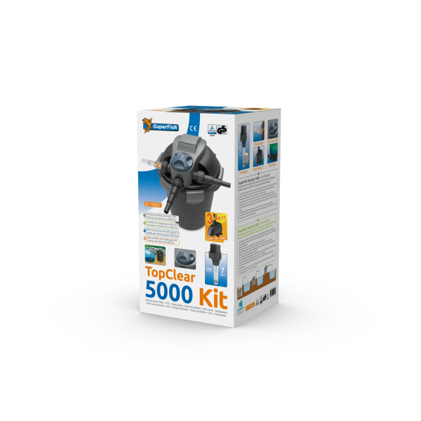 Superfish TopClear 5000 Druckfilter Set inkl. UVC 7W, Pumpe 2000L/h (3 in 1)