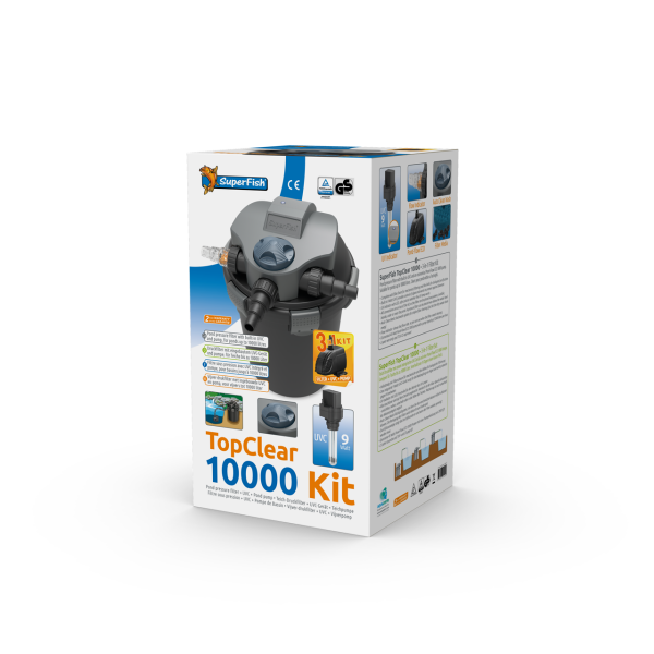 Superfish TopClear 10000 Druckfilter Set inkl. UVC 9W, Pumpe 2900l/h (3 in 1)