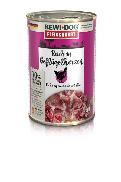 Bewi Dog Reich an Geflügelherzen 400g