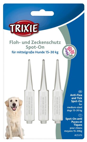 Floh- und Zeckenschutz Spot- On für mittlere Hunde, 3 X 3 ml