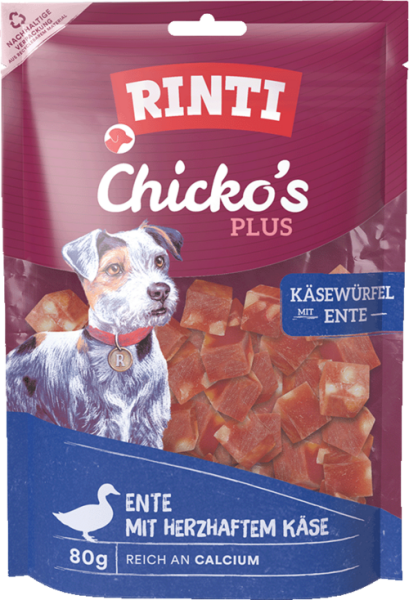 Rinti Snack Chicko Plus Käsewürfel Ente 80g