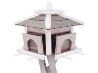 Trixie natura Vogelfutterhaus zum Aufstellen 46x35x46cm/ 1,35m, grau/weiß