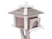Trixie natura Vogelfutterhaus zum Aufstellen 46x35x46cm/ 1,35m, grau/weiß