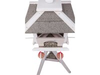 Trixie natura Vogelfutterhaus zum Aufstellen 46x35x46cm/ 1,35m, grau/weiß