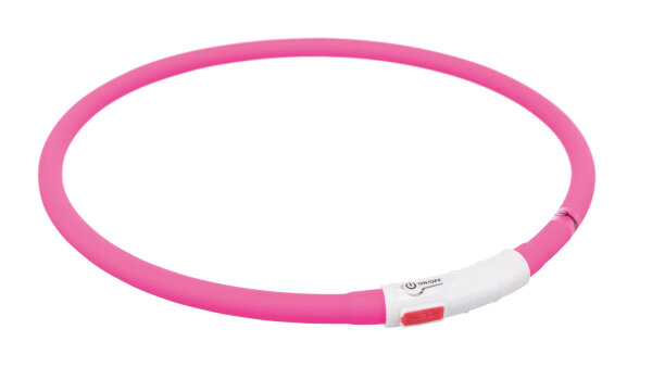 Trixie Flash Leuchtring, USB, Silikon, XS- XL, 70 cm/ Ø10mm pink