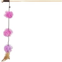 Trixie Spielangel Pompom Bälle, Holz/Plüsch, Baldrian,  diverse Farben