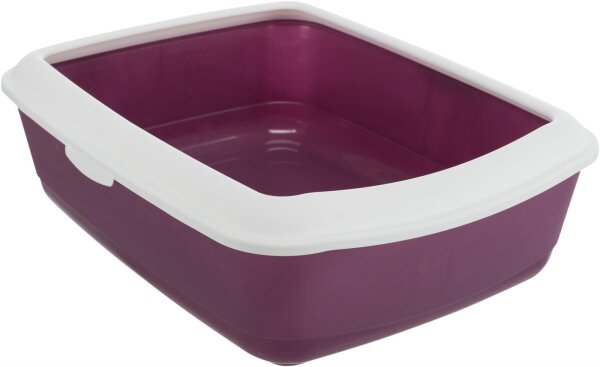 Trixie Katzentoilette Classic, mit Rand, 37 x 15 x 47cm, beere/weiß