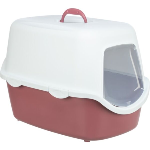 Katzentoilette Vico, mit Haube, 40 x 40 x 56 cm, altrosa/weiß