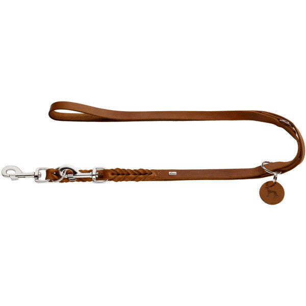 Hunter Verstellbare Führleine Solid Education, 18/200 Softvollrindleder, cognac
