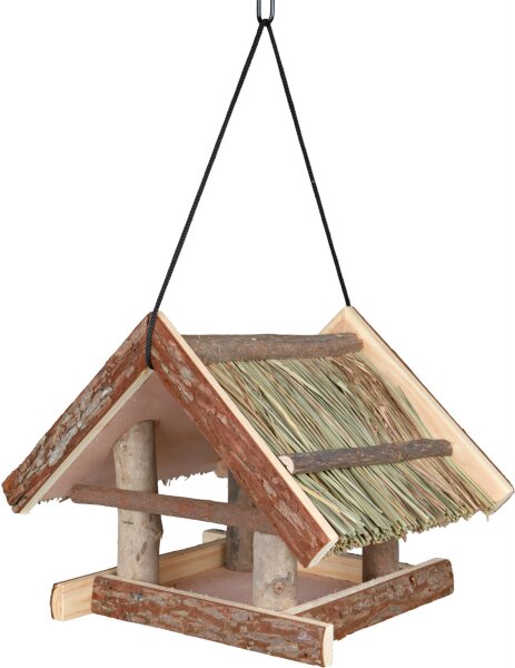 Trixie Futterhaus zum Aufhängen, Rindenholz, 25 x 25 x 25 cm, natur