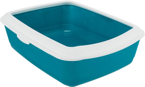 Trixie Katzentoilette Classic, mit Rand, 37 x 15 x 47cm, petrol/weiß