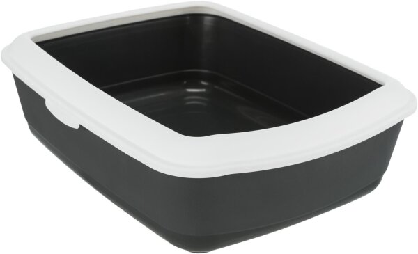Trixie Katzentoilette Classic, mit Rand, 37 x 15 x 47cm, dunkelgrau/weiß