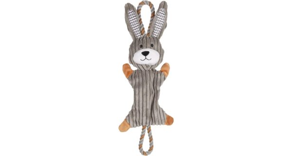 HS gommy Kaninchen Kord + Zugseil grau 48cm
