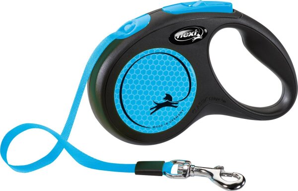 Flexi New NEON Gurt, M : 5 m, Neonblau