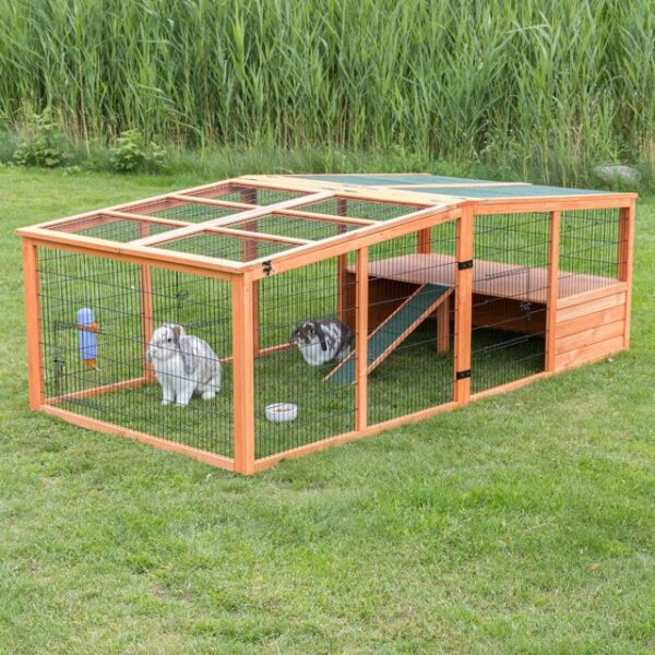 Trixie natura Freilaufgehege XL m. Abdeckung, Holz, 233 x 79 x 116cm