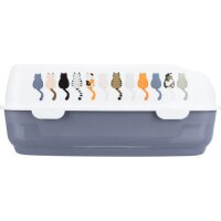 Katzentoilette Delio, mit Rand, bedruckt, 38 x 20 x 50cm, grau/weiß