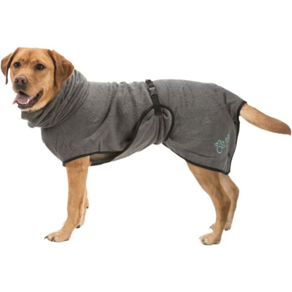 Trixie Bademantel für Hunde, Frottee, S:50cm, grau