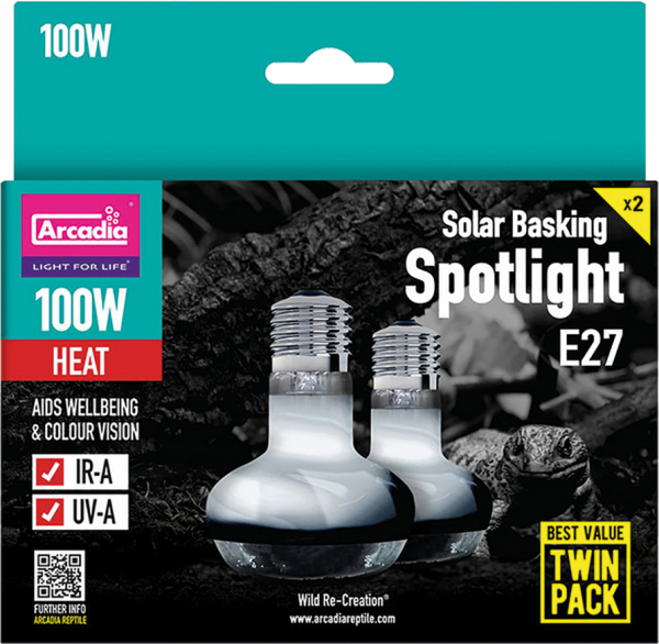 Arcadia Solar Basking Spotlight 100 Watt Twin Pack (2 Stück)