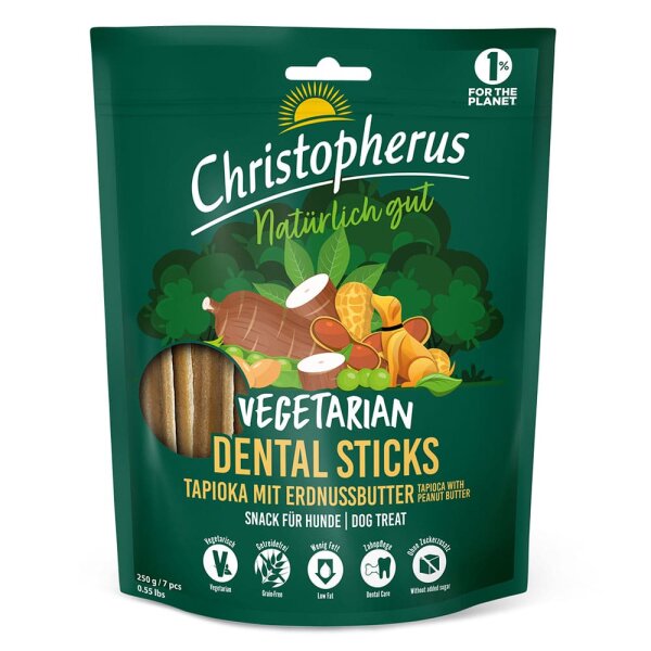 Christopherus Vegetarian Dental Stick Tapioka mit Erdnussbutter 250g