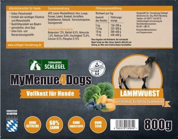 Lammwurst mit Brokoli, Kartoffeln 800g