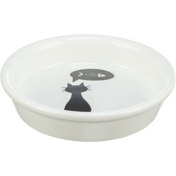 Trixie Napf, Katze/Fisch, Keramik, 0,25lØ13cm, weiß