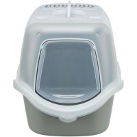 Trixie Katzentoilette Vico Open Top, mit Haube, 40 x 40 x 56cm, hellgrau/weiß