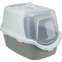 Trixie Katzentoilette Vico Open Top, mit Haube, 40 x 40 x 56cm, hellgrau/weiß