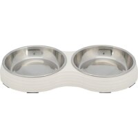 Trixie Napf-Set, flach, Melamin/Edelstahl, 2 x 0,2l...