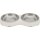 Trixie Napf-Set, flach, Melamin/Edelstahl, 2 x 0,2l Ø 13cm/27 x 3 x 14cm, weiß