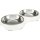 Trixie Napf-Set, flach, Melamin/Edelstahl, 2 x 0,2l Ø 13cm/27 x 3 x 14cm, weiß