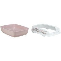 Trixie Katzentoilette Delio, mit Rand, bedruckt, 38 x 20 x 50cm, flieder/weiß