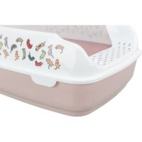 Trixie Katzentoilette Delio, mit Rand, bedruckt, 38 x 20 x 50cm, flieder/weiß