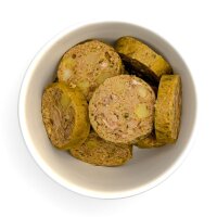 Hühnerwurst mit Topinapur,Spinat und Kartoffel, 800g