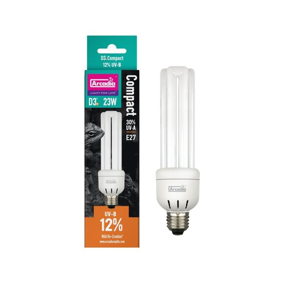 Arcadia D3+ Desert Compact Lampe 12% UV-B, 30% UV-A 23 Watt (E27)