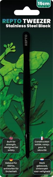 REPTO Pinzette Edelstahl schwarz 15cm
