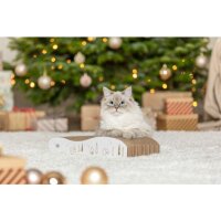 X mas Kratzpappe, 43,5 x 8 x 20cm, weiß/gold