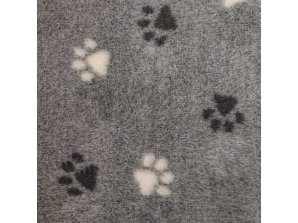 Original Englische Vet Bedding Premium 100x160cm MPM01 Motiv: Pfötchen - Farbe: grau mit grauen und hellen Pfötchen