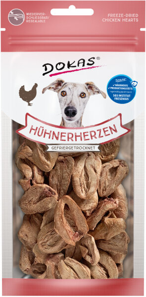 Dokas Dog Hühnerherzen gefriergetrocknet 22g