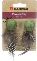 Flamingo Katti Katzenminzeball mit Federn grün 9,5 x 3 x 3cm