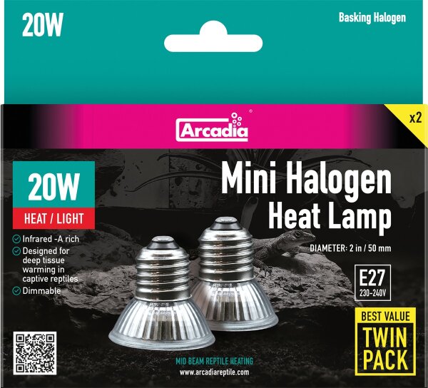 Arcadia Halogen Mini Basking Spot 20 Watt Twin Pack (2 Stück)