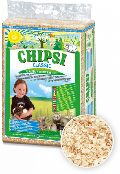 CHIPSI Classic, Qualitäts- Heimtierstreu 3,2kg (ca. 60 Liter)